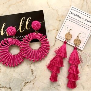 Beaded and tassel fushia pink earrings